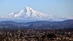 Mt. Hood on a sunny day from Portland. Mt. Hood was one of seven Oregon tourist attractions featured in Travel Oregon's "Seven Wonders" campaign. 