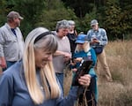 People watch the e-tagged Monarchs on the Project Monarch app during the release. The app is free to download, and can allow citizens to "scan" for nearby trackers. 