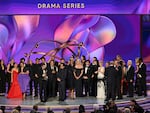 The team from Shogun accepts the Emmy award for outstanding drama series.