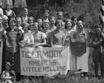 This photograph from the 1934 Jubilee Gathering in Salem, shows a close up of just the right side of the larger panoramic image.