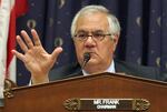 US Rep. Barney Frank,D-MA, chairman of the US House Financial Services Committee conducts hearings on "Financial Market Regulatory Restructuring." July 10, 2008 on Capitol Hill in Washington, DC.