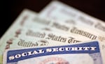 This photo shows the top portion of a Social Security card.