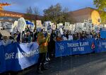 Portland Association of Teachers (PAT) hold a rally outside of the Portland Public Schools district office in Portland, Nov. 7, 2023, calling on the district to help bridge the gap at the bargaining table. 