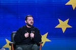 Ukrainian President Volodymyr Zelenskyy delivers an end-of-year news conference in Kyiv on Dec. 19.