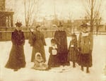 Women and Girls in the snow in the South West Park Blocks in Portland, Ore., Dec. 31, 1890.