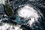 Images like this one of Hurricane Dorian taken in 2019 by a NOAA GOES-East satellite show the powerful category 5 hurricane as it stalled over the Bahamas. Meteorologists use satellite images to prepare forecasts and predict future development of hurricanes.