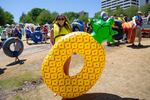 Emily Buchholz from Portland, Ore. with her pineapple float. 