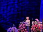 Oregon Gov. Tina Kotek remembers Darcelle XV and the community the drag performer nurtured during the memorial at the Arlene Schnitzer Concert Hall on Tuesday.