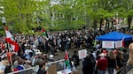 FILE - Hundreds of people attend an anti-war protest on Portland State University's campus on April 29, 2024.