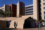 A mobile field hospital is set up at UCI Medical Center, Monday, Dec. 21, 2020, in Orange, Calif.