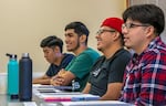 Students from the Liberation Scholars program attend a philosophy seminar at George Fox University in Newberg, Oregon, July 22, 2021. The two week program introduces Latinx students from Woodburn High School to college and gets them acquainted with philosophy and literature.