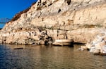 This photo taken Monday, April 25, 2022, by the Southern Nevada Water Authority shows the top of Lake Mead drinking water Intake No. 1 above the surface level of the Colorado River reservoir behind Hoover Dam. The intake is the uppermost of three in the deep, drought-stricken lake that provides Las Vegas with 90% of its drinking water supply.