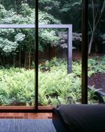 "The sketch represents this line weaving through the trees, the model represents the rationalized structure, and than the structure is bigger than the house. The house itself ends up occupying that structure, where it is just infilled with mahogany and glass to create the most delicate sense of enclosure. It’s like you’re woven into the forest. That’s the goal."
 