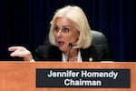 National Transportation Safety Board chairman Jennifer Homendy speaks during a meeting about Alaska Airlines Flight 1282, Tuesday, June 24, 2025.