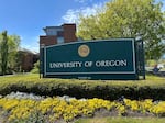 A sign on the University of Oregon campus, taken April 24, 2024.