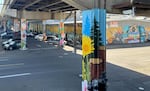 The Portland Street Art Alliance started painting columns under the Hawthrone Bridge as part of a larger project to create a mural district in the city's Central Eastside.