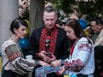 Members of the Ukrainian community celebrate Ukraine's Independence Day on Aug. 24, 2024, in Washington, D.C.