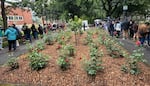 A line more than 300 people wait for a chance to explore the Criterion Mobile Closet in the South Park Blocks of Portland, Ore., on May 29, 2026.
