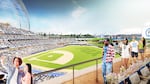 An artist's rendering of a ballpark in Northwest Portland. The Portland Diamond Project is trying to bring Major League Baseball to Oregon.