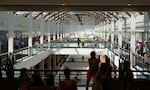 Crowds flood the Lloyd Center on the last day before the mall's closure on Aug. 8, 2026, in Portland, Ore. The building is set to be demolished to make way for a mixed use housing development.