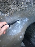 Close up image of rare glacier ice exposure in rock glacier in the Central Wasatch Mountains.