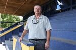 Del Allen stands in the grandstands at Greenman Field in Vernonia, Ore., Saturday, Aug. 3, 2019. Allen and other activists led a yearslong campaign to preserve the historic structure, one of the last vestiges of Vernonia's logging history.