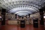 National Guard members stand in the Metro Center station in the heart of downtown in May.