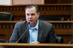 Archivo - El 9 de enero de 2025, los líderes minoritarios John Brown, R -Centralia, Capitol y Brown, en Olympia, Washington, anunciaron planes para postularse para la Cámara de Representantes de los Estados Unidos el martes.