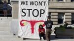 An abortion rights protest outside of the Idaho state Capitol.