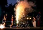 People light off fireworks at Sellwood Riverfront Park in Portland, Ore., July 4, 2025. An online platform launched by Portland Fire & Rescue allowed residents to report nuisance fireworks, resulting in fewer 911 calls and faster response times.