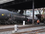 Scene of an oil train derailment on July 24, 2014 in Seattle's Magnolia neighborhood.