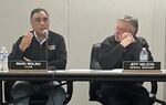 FILE - Springfield Utility Board General Manager Jeff Nelson, right, and former Chair Mark Molina hear from customers regarding the January 2024 ice storm.