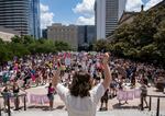 A member of the national Planned Narenthood association speaks to hundreds of people gathered near the Capitol building in Nashville in May 2022, a month before the U.S. Supreme Court overturned Roe v Wade.