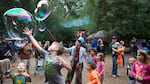 Bubbles provide endless entertainment for all ages at the Oregon Country Fair.