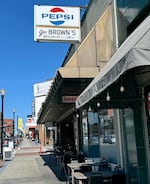 The exterior of Joe Brown's Cafe, with tables on the sidewalk, in Vancouver, Wash., on Sept. 27, 2026.