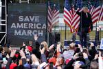 In this Jan. 6, 2021, file photo, President Donald Trump arrives to speak at a rally in Washington. Arguments begin Tuesday, Feb. 9, in the impeachment trial of Donald Trump on allegations that he incited the violent mob that stormed the U.S. Capitol on Jan. 6.