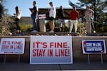 Voters wait in line to cast their ballots at a polling place in Scottsdale, Arizona on Nov. 5.