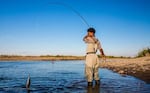 Tara Cooper's son Andre Tharp fly fishing in the Arctic Circle in the Venati Village and immersion with the Gwich’in Nation as part of Soul River's deployment in the summer of 2018.