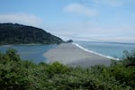 The Klamath River meets the Pacific Ocean in Klamath, Calif. Here, the mouth of the river is viewed from the village of Requa and the ancestral home of Amy Bowers Cordalis.