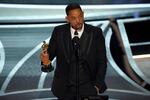 Will Smith cries as he accepts the award for best performance by an actor in a leading role for "King Richard" at the Oscars on Sunday, March 27, 2022, at the Dolby Theatre in Los Angeles.