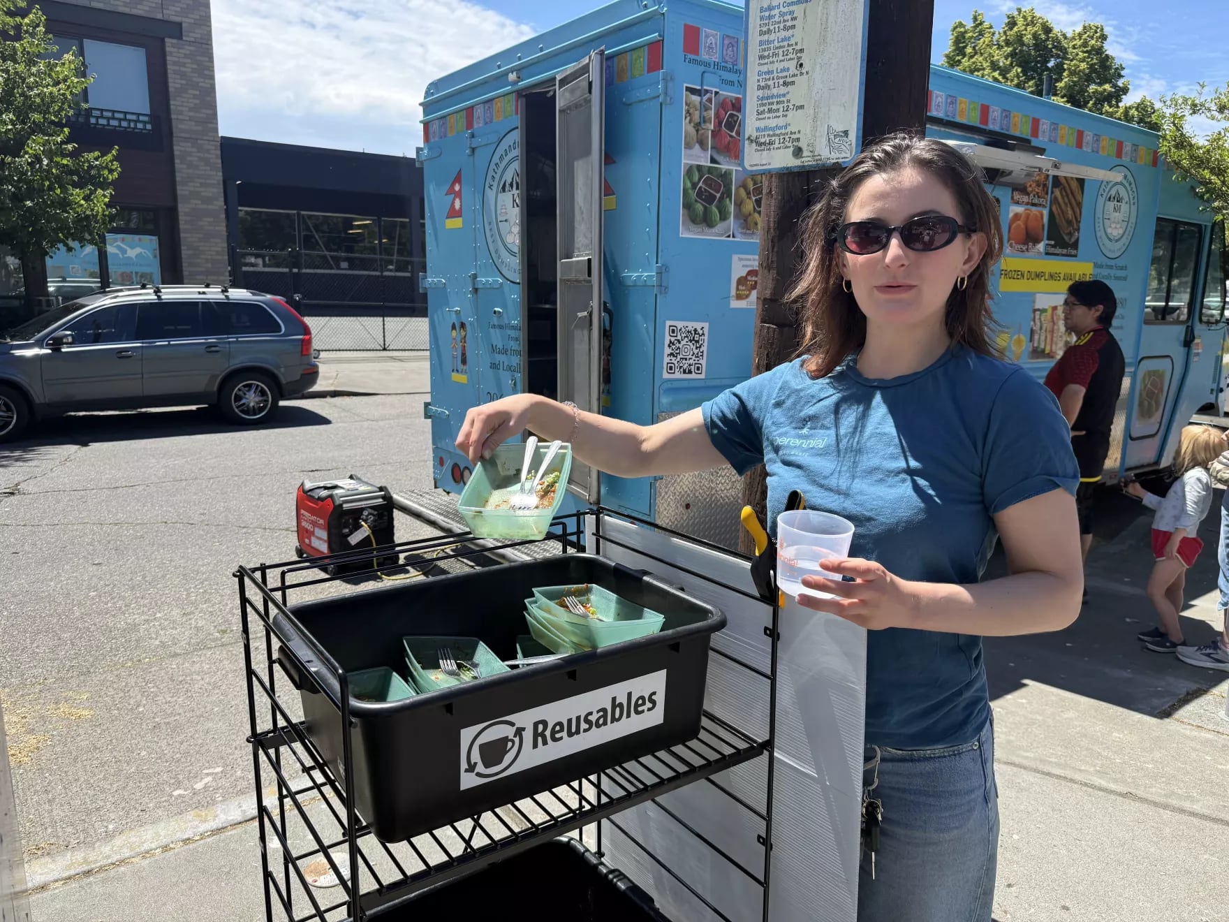 Reusable containers were featured during a World Cup watch party in Ballard on June 19, 2026.