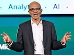 Microsoft CEO Satya Nadella delivers a speech at the Microsoft Build AI Day in Jakarta, Indonesia, on April 30, 2024. Artificial intelligence has been a hot trend in markets.