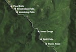 Locations of key points within the Salmon River Gorge.