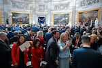 Attendees arrive before the 60th Presidential Inauguration in the Rotunda of the U.S. Capitol in Washington, Monday, Jan. 20, 2025.