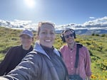 Art Beat films at Rowena Crest: (from left to right) Brooke Herbert, Kate McMahon and Zack Carver Gustin.