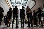 Black Lives Matter organizers and allies stood in the entrance of the Justice Center in downtown Portland, calling for the city to drop charges against Teressa Raiford. 