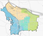 This version of the new Portland distric maps, known as Maple, includes Sellwood and Eastmoreland with neighborhoods west of the river.