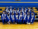 Pilot Rock's high school Class of 2026 poses for a photo at graduation on Saturday, June 6, 2026, in Pilot Rock, Ore. 23 seniors graduated from Pilot Rock Jr./Sr. High School in 2026: 100% of the class.