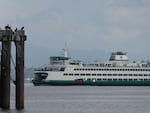 Washington State Ferries’ Wenatchee approaches the Bainbridge Island terminal in fall 2025.