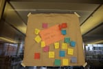 Students posted sticky notes about what they'd like to take away from the workshop.